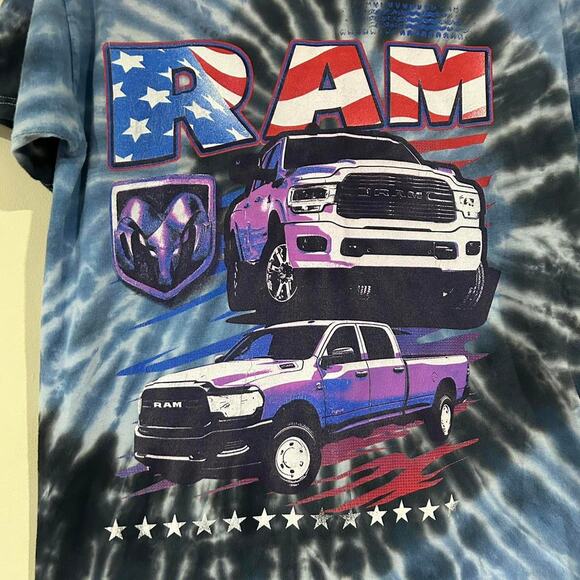 Dodge Ram Truck Patriotic Tie Dye Tee Shirt - Picture 2 of 3